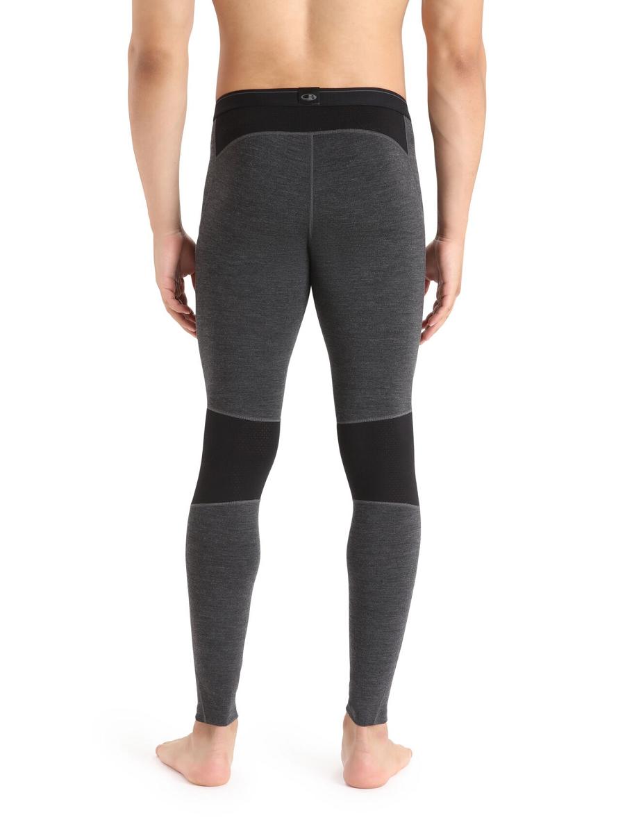 Jet Heather / Black Men's Icebreaker BodyfitZone™ Merino 260 Zone Thermal Leggings | USA 1138CTVE